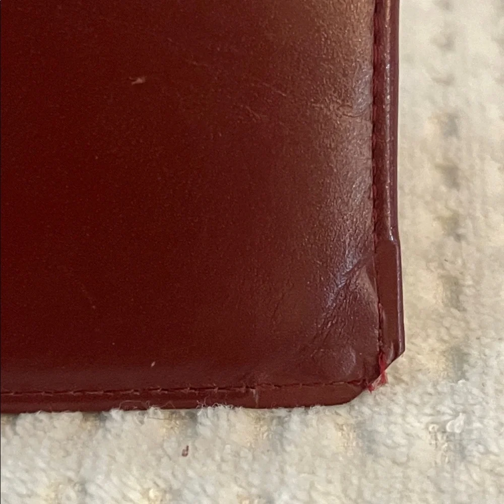 Cartier Burgundy Leather Card Holder with Gold Corner